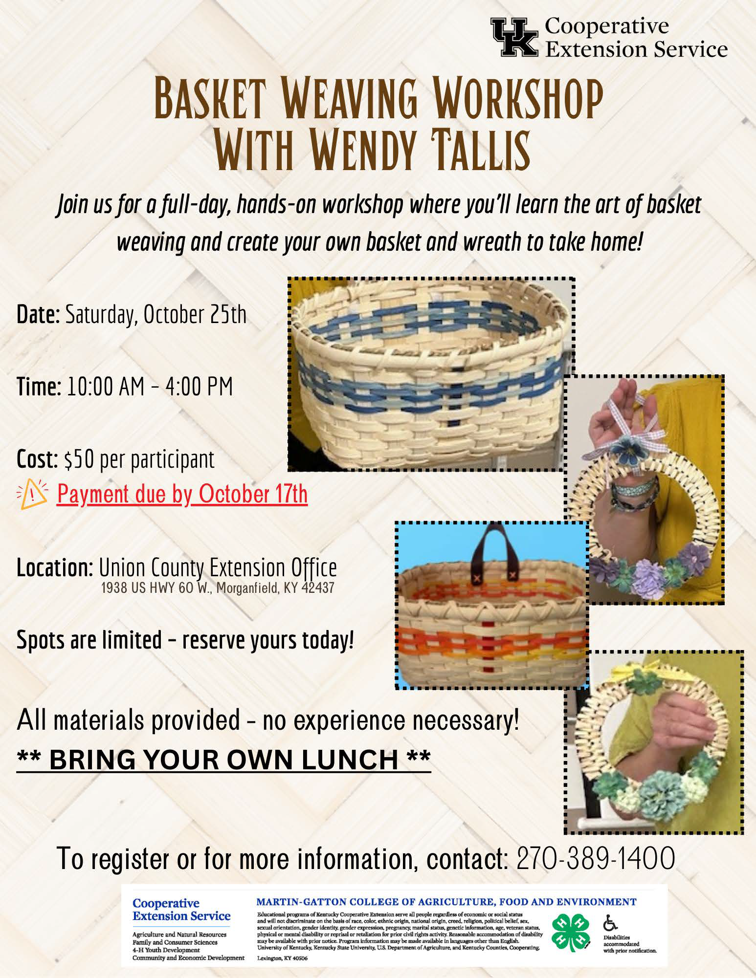 baskets,weaving,wreath,dates,times