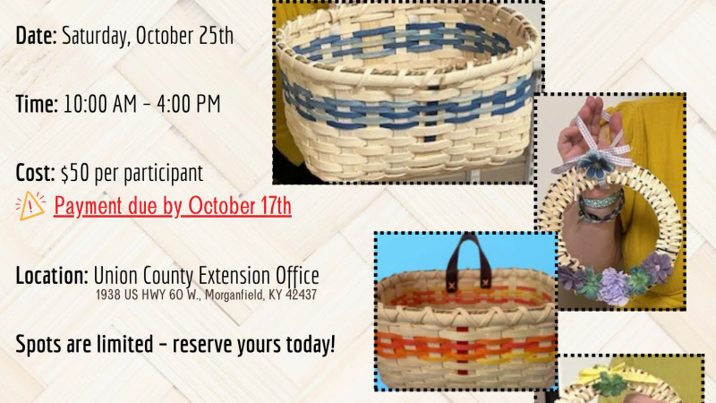 baskets,weaving,wreath,dates,times